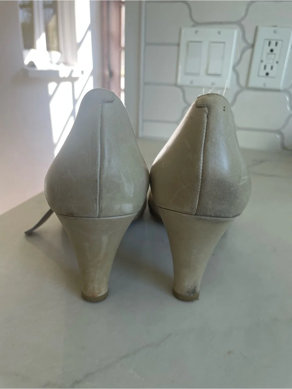 Jeffrey Campbell Ivory Leather Heels with Gold & Silver Accents - size 41